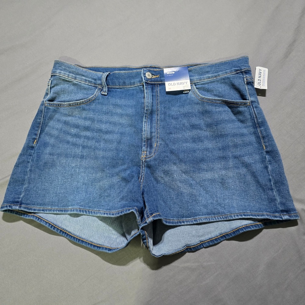 Old Navy Jean Shorts Women 16 Blue High-Rise Wow 4" Inseam Denim